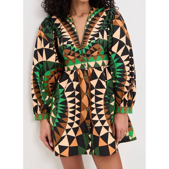 FARM RIO Dresses & Skirts - NEW FARM RIO geometric pattern mini dress in heart deco green